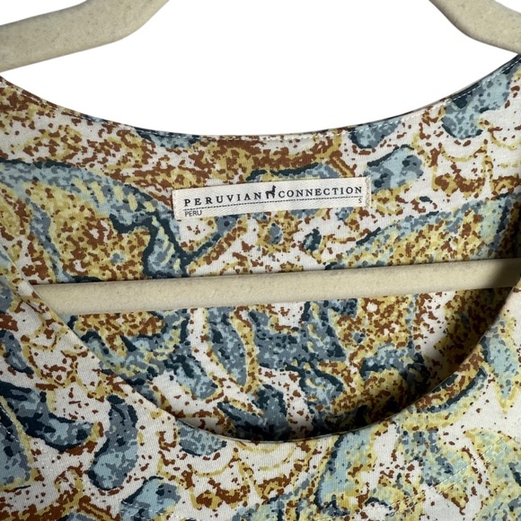 Peruvian Connection Trade Route Tunic Top Paisley Print 3/4 Sleeves Size Small - Picture 6 of 11